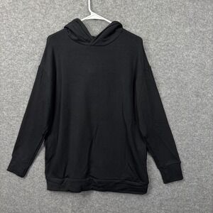 OFFLINE by Aerie Women Black Oversized Fleece Hoodie Thumbhole Pockets S NEW
